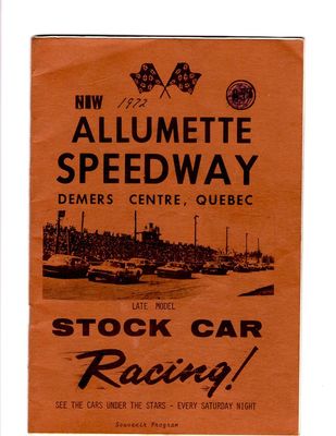 1972 Race Program Cover Allumette Speedway
1972 Race Program Cover Allumette Speedway

Photo Credit: Bryan Fletcher
