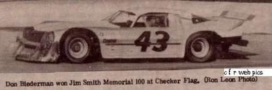 Don Biederman won the Jim Smith Memorial 100 at Checker Flag
photo credit Checker Flag Memories
www.checkerflagraceway.piczo.com
